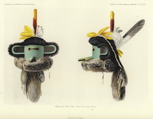 Pautiwa maszk - elülső és oldalsó nézet (színes litográfia) alkotó: American School
