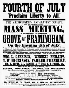 A Massachusettsi Rabszolgaságellenes Társaság plakátja, amely a szabadságot mindenkinek meghirdeti a függetlenség napján, 1859 (nyomtatás)