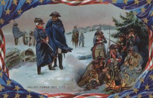 Emléknapi kártya, Valley Forge, 1777 december (színes litográfia) alkotó: American School
