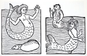 Sellők és sellők, Thomas Keightley (1789-1872) The World Guide to gnómok, tündérek, tündék és más kisemberek című könyvéből, Megjelent 1880, (BW gravírozás)