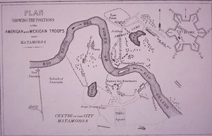 Mexikói-amerikai háború (1846-48), az amerikai csapatok térképe Rio Grande és Matamoros közelében alkotó: American School