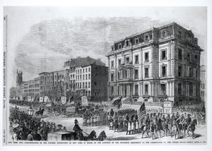New York City: New York színes lakosainak demonstrációja az Egyesült Államok alkotmányának tizenötödik kiegészítésének elfogadása tiszteletére, 1870. április 8., „Frank Leslie