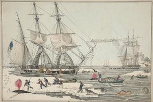 Északi-tengeri bálnahalászat, pub. 1860 (színes litó) alkotó: American School