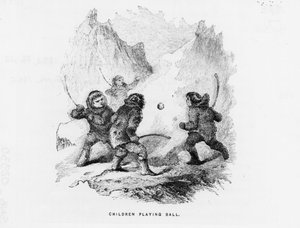Északi-sark: gyerekek labdajátékot játszanak a jégcsomagon - Elisha Kent Kane; Artic Exploration 1853-1855 években (Philadelphia, Childs és Peterson alkotó: American School
