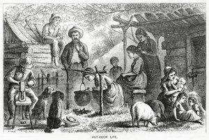 Out-door Life, illusztráció az A Community of Outcasts című filmhez, az Appletons Journalból, 1872. március 23. alkotó: American School
