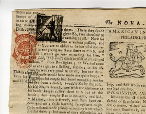 Oldal a Halifax Gazette-ből, avagy The Weekly Adviser”, Nova Scotia, 1765. december 12-19. alkotó: American School