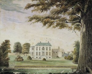Park House, Anglia: Richard Flower, George Flower édesapja otthona (akvarell papíron a táblára rögzítve) alkotó: American School