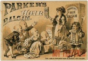 Parkers Hajbalzsam [kereskedelmi kártya] (színes litho [kereskedelmi kártya]) alkotó: American School