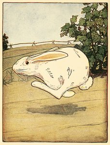 Peter soha nem hagyta abba a futást, a The Tale of Peter Rabbit, kocsmából. 1916-os színes litográfia, 1916. alkotó: American School