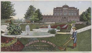 Philadelphiai fűnyírók a kertészeti csarnokban (chromolitho) alkotó: American School