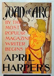Joan of Arc-ot hirdető plakát az April Harpers Magazinban