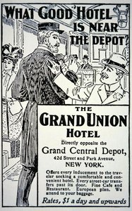 A New York-i "Grand Union Hotelt" hirdető plakát (litho) alkotó: American School