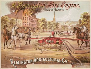 A Remington Agricultural Company által gyártott Remington Fire Engine-t reklámozó plakát, 1890 körül