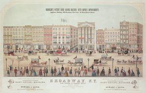 Plakát a Broadway kilátásáról, Anthonytól a Franklin Streetig, Robinsons Patent Hand Sewing Machine, 1855 hirdetés