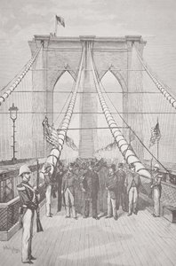 Chester A. Arthur elnök az új Brooklyn híd megnyitó ünnepségén, 1883. május 24-én (litho) alkotó: American School