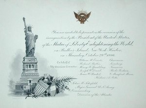 Elnöki meghívó a Szabadság-szobor felavatására, 1886. október 28-án, csütörtökön (metszet) alkotó: American School