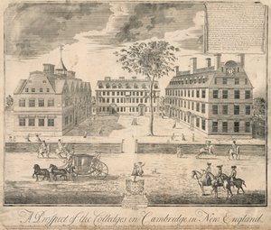 A Harvard Egyetem nyomtatása 1700 körül, 1700 körül (metszet) alkotó: American School
