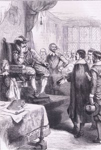 Puritánok I. Jakab előtt, illusztráció Cassell története az Egyesült Államok pubjából. készítette: Petter & Galpin 1890 körül (litho) alkotó: American School
