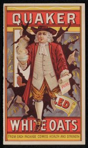 Quaker Oats, reklám a 19. század végén vagy a 20. század elején (chromolitho) alkotó: American School
