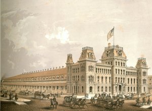 Railroad Depot, Chicago Illustrated, James W. Sheahan irodalmi leírásaival, Jevne & Almini, Chicago, 1866-67 alkotó: American School