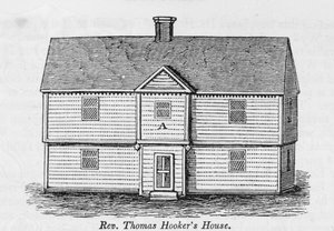 Thomas Hooker tiszteletes háza, a "Connecticut Historical Collections"-ből, John Warner Barber, 1856 alkotó: American School