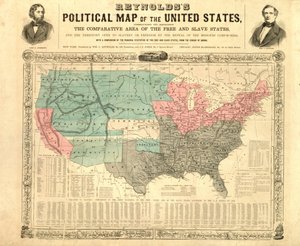 Reynoldss politikai térkép az Egyesült Államokról, 1850 körül alkotó: American School