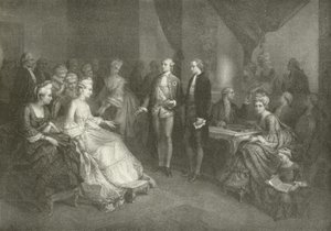 Schiller átadva Weimari szász hercegnőnek (mélynyomás) alkotó: American School