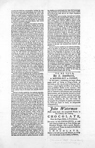 Az 1774-es bostoni kikötő elzárásáról szóló törvényt ismertető széles oldal második oldala (újságpapír) alkotó: American School