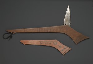 Sioux háborús klub, Fort Snellingből, Minnesotából (fa és fém)