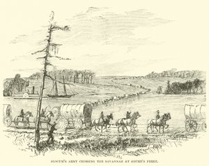 Slocums hadsereg átkelt a Savannán a Sisters Ferrynél, 1865. január alkotó: American School