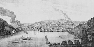 Norwich City déli képe, a „Connecticut Historical Collections”-ből, John Warner Barber, 1856 alkotó: American School