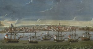 New York város délkeleti kilátása, 1756-1757 körül alkotó: American School