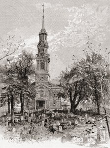 A New York-i Szent Pál-templom a 19. században, a "The Century Illustrated Monthly Magazine" című, 1884-ben kiadott lapból (metszet). alkotó: American School
