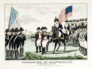 Surrender of Cornwallis at York Town, VA, October 1781, pub. Currier  Ives alkotó: American School
