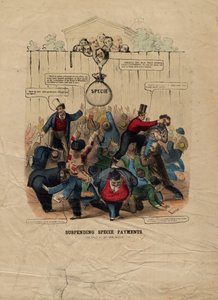 A faji kifizetések felfüggesztése, megjelent Philadelphiában, c. 1857 alkotó: American School