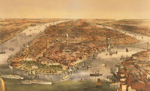 New York városa, kocsma. Currier és Ives, 1870 alkotó: American School