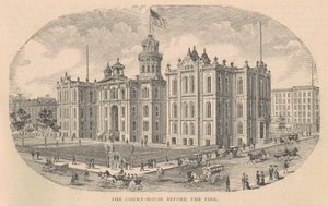 The Court-House before the Fire, nyomta a Moss Engraving Co., New York, illusztráció a History of Chicago kötetből. 2, Alfred Theodore Andreas, 1885-ben alkotó: American School