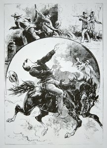A Dalton-banda, amelyet Coffeyville dühös polgárai lőttek le, a National Police Gazette-ből, 1892. október 5. (metszet) alkotó: American School