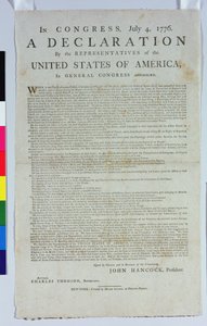 A Függetlenségi Nyilatkozat, nyomtatta Hugh Gaine, 1776 (nyomtatott tinta papírra) alkotó: American School
