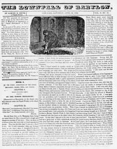 Babilon bukása, illusztráció egy katolikusellenes füzetből, amely egy apácát ábrázol, amint egy meggyilkolt csecsemőt dob a gödörbe, 1836 (újságpapír) alkotó: American School