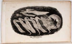 A robbanás, illusztráció a The Vision of Judgement vagy A Presen for the whig of 76 and 37 by Junius Jr., 1938 alkotó: American School