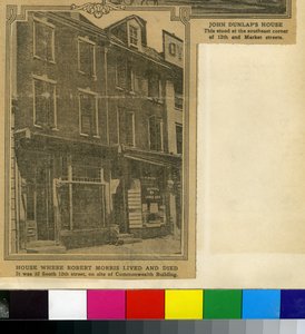 A ház, ahol Robert Morris élt és meghalt (újságpapír) alkotó: American School