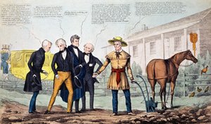 A North Bend Farmer és látogatói, H. R. Robinson által kiadott karikatúra, 1840-42 alkotó: American School
