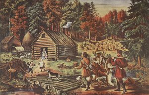 The Pioneers Home on the Western Frontier, pub. 1867, Currier & Ives alkotó: American School