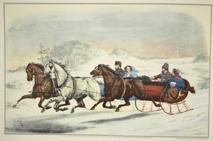 The Sleigh Race, kocsma. 1859, Currier & Ives alkotó: American School