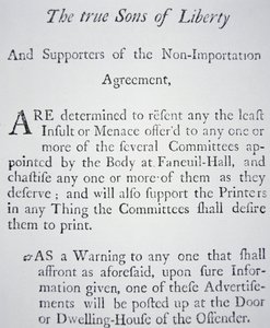 A „Sons of Liberty” egy titkos mozgalom, amelyet 1765-ben alapítottak a brit adók (litho) ellen. alkotó: American School