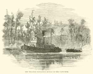 A Donaldson vontatóhajó felfelé halad a Cape Fear-en, 1865. március alkotó: American School