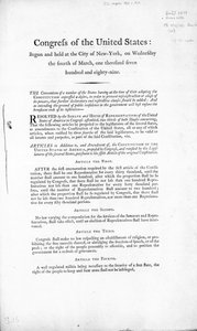 Az Egyesült Államok Bill of Rights, elkészült 1789 (nyomtatott) alkotó: American School