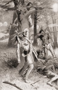 Tecumseh halála a Temzei csata során, október 5-én alkotó: American School