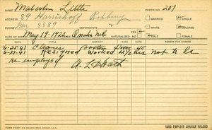 Malcolm X alkalmazotti szolgálati előélete (1925-65) alkotó: American School